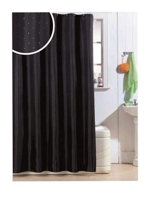 B&Q Glitter Diamante Luxury Shower Curtain With Hooks - Machine Washable, 100% Polyester