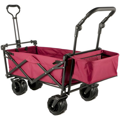 Vevor Versatile Collapsible Wagon Cart With Removable Canopy And Oversized Wheels For Beach Garden Sports Red from B&Q