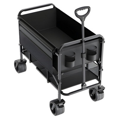 Vevor Heavy Duty Collapsible Double Decker Wagon 400L All-Terrain Wheels Supports 450Lbs For Outdoor Use from B&Q