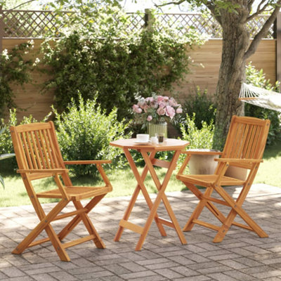 B&Q -  3 Piece Folding Bistro Set Solid Wood Acacia