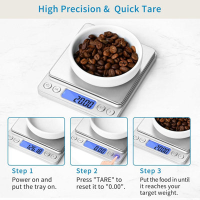500g/0.01g Digital Food Scale, High Precision Stainless Steel Kitchen ...