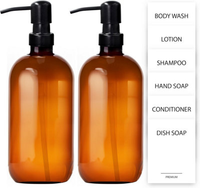 500ml Amber Glass Soap Dispenser Set with Pump for Hand Soap 2 Pack Refillable Bottles for Bathroom & Kitchen Price Comparisons | Compare The Build