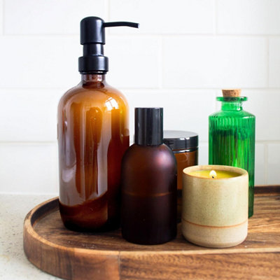 500ml Amber Glass Soap Dispenser Set with Pump for Hand Soap 2 Pack Refillable Bottles for Bathroom & Kitchen - 5