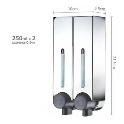 500ml Chrome Double Wall Mounted Shower Soap Dispenser
