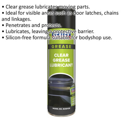 500ml Clear Grease Lubricant - Silicon-Free Formula - Leaves Protective Barrier