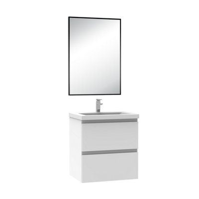 500mm Bathroom Set White Vanity Unit with Basin 2 Drawer