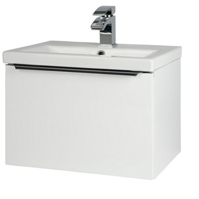 500mm Bathroom Gloss White Wall Mounted Vanity Unit and Basin 