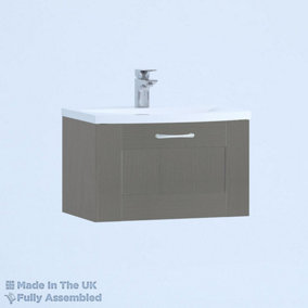 500mm Curve 1 Drawer Wall Hung Bathroom Vanity Basin Unit (Fully Assembled) - Cambridge Solid Wood Dust Grey