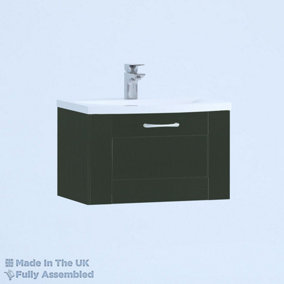 500mm Curve 1 Drawer Wall Hung Bathroom Vanity Basin Unit (Fully Assembled) - Cambridge Solid Wood Fir Green