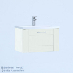 500mm Curve 1 Drawer Wall Hung Bathroom Vanity Basin Unit (Fully Assembled) - Cambridge Solid Wood Ivory