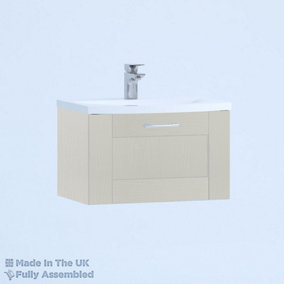 500mm Curve 1 Drawer Wall Hung Bathroom Vanity Basin Unit (Fully Assembled) - Cambridge Solid Wood Light Grey