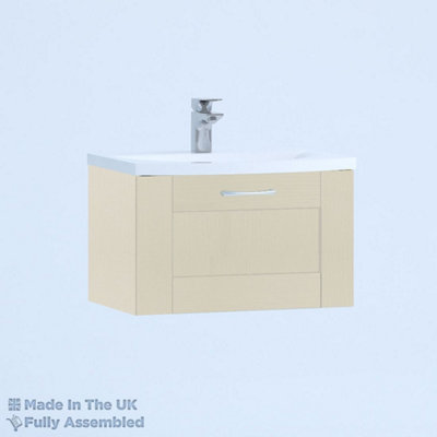 500mm Curve 1 Drawer Wall Hung Bathroom Vanity Basin Unit (Fully Assembled) - Cambridge Solid Wood Mussel Price Comparisons | Compare The Build