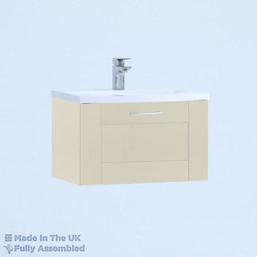 500mm Curve 1 Drawer Wall Hung Bathroom Vanity Basin Unit (Fully Assembled) - Cambridge Solid Wood Mussel
