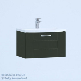 500mm Curve 1 Drawer Wall Hung Bathroom Vanity Basin Unit (Fully Assembled) - Cartmel Woodgrain Fir Green