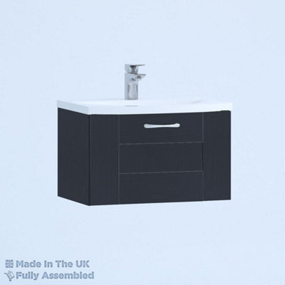 500mm Curve 1 Drawer Wall Hung Bathroom Vanity Basin Unit (Fully Assembled) - Cartmel Woodgrain Indigo Price Comparisons | Compare The Build
