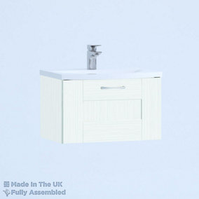 500mm Curve 1 Drawer Wall Hung Bathroom Vanity Basin Unit (Fully Assembled) - Cartmel Woodgrain Ivory