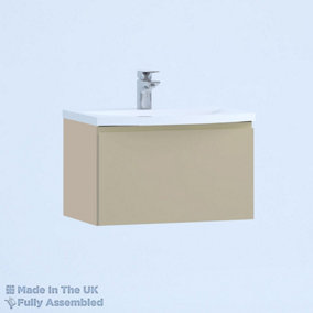 500mm Curve 1 Drawer Wall Hung Bathroom Vanity Basin Unit (Fully Assembled) - Lucente Gloss Cashmere