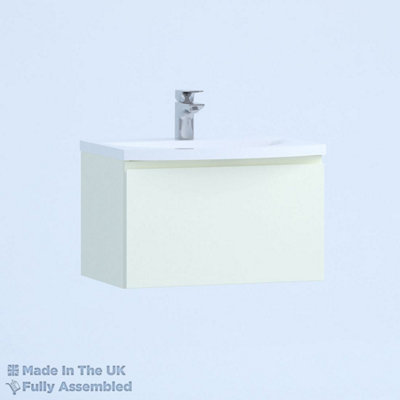 500mm Curve 1 Drawer Wall Hung Bathroom Vanity Basin Unit (Fully Assembled) - Lucente Gloss Cream Price Comparisons | Compare The Build