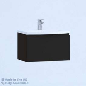 500mm Curve 1 Drawer Wall Hung Bathroom Vanity Basin Unit (Fully Assembled) - Lucente Matt Anthracite