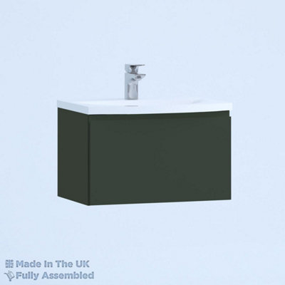 500mm Curve 1 Drawer Wall Hung Bathroom Vanity Basin Unit (Fully Assembled) - Lucente Matt Fir Green Price Comparisons | Compare The Build