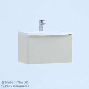500mm Curve 1 Drawer Wall Hung Bathroom Vanity Basin Unit (Fully Assembled) - Lucente Matt Light Grey