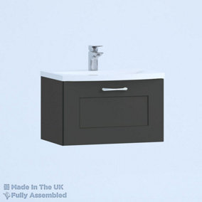 500mm Curve 1 Drawer Wall Hung Bathroom Vanity Basin Unit (Fully Assembled) - Oxford Matt Anthracite