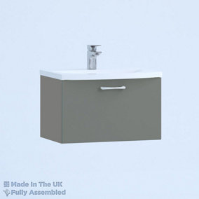 500mm Curve 1 Drawer Wall Hung Bathroom Vanity Basin Unit (Fully Assembled) - Vivo Gloss Dust Grey