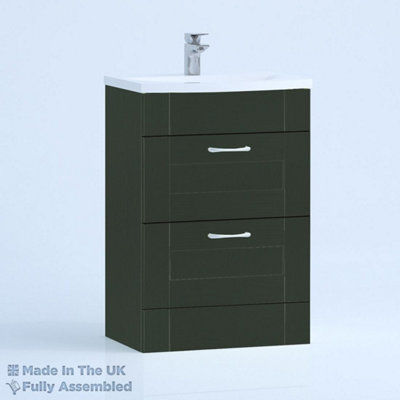 500mm Curve 2 Drawer Floor Standing Bathroom Vanity Basin Unit (Fully Assembled) - Cambridge Solid Wood Fir Green Price Comparisons | Compare The Build