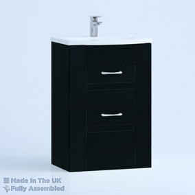 500mm Curve 2 Drawer Floor Standing Bathroom Vanity Basin Unit (Fully Assembled) - Cartmel Woodgrain Anthracite