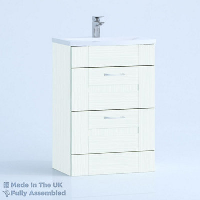 500mm Curve 2 Drawer Floor Standing Bathroom Vanity Basin Unit (Fully Assembled) - Cartmel Woodgrain Ivory Price Comparisons | Compare The Build