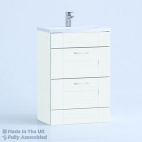 500mm Curve 2 Drawer Floor Standing Bathroom Vanity Basin Unit (Fully Assembled) - Cartmel Woodgrain Ivory