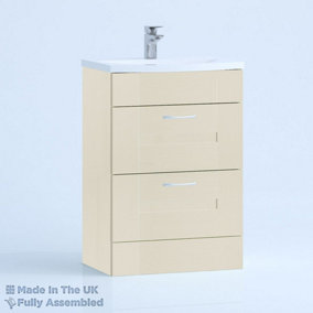 500mm Curve 2 Drawer Floor Standing Bathroom Vanity Basin Unit (Fully Assembled) - Cartmel Woodgrain Mussel