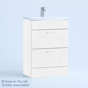 500mm Curve 2 Drawer Floor Standing Bathroom Vanity Basin Unit (Fully Assembled) - Cartmel Woodgrain White