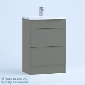 500mm Curve 2 Drawer Floor Standing Bathroom Vanity Basin Unit (Fully Assembled) - Lucente Gloss Dust Grey