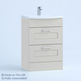 500mm Curve 2 Drawer Floor Standing Bathroom Vanity Basin Unit (Fully Assembled) - Oxford Matt Light Grey