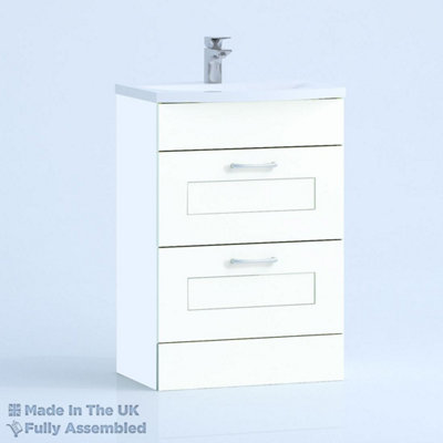 500mm Curve 2 Drawer Floor Standing Bathroom Vanity Basin Unit (Fully Assembled) - Oxford Matt White Price Comparisons | Compare The Build