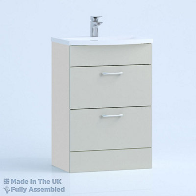 500mm Curve 2 Drawer Floor Standing Bathroom Vanity Basin Unit (Fully Assembled) - Vivo Matt Light Grey Price Comparisons | Compare The Build