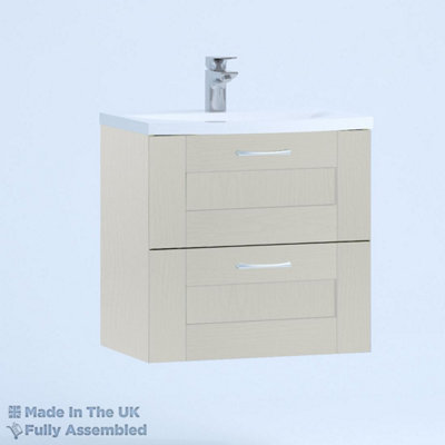 500mm Curve 2 Drawer Wall Hung Bathroom Vanity Basin Unit (Fully Assembled) - Cambridge Solid Wood Light Grey Price Comparisons | Compare The Build