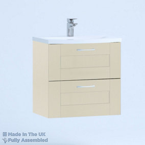 500mm Curve 2 Drawer Wall Hung Bathroom Vanity Basin Unit (Fully Assembled) - Cambridge Solid Wood Mussel