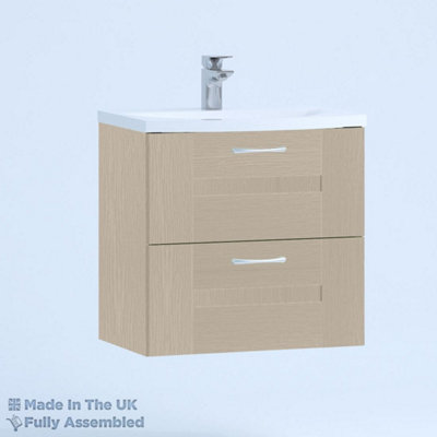 500mm Curve 2 Drawer Wall Hung Bathroom Vanity Basin Unit (Fully Assembled) - Cartmel Woodgrain Cashmere Price Comparisons | Compare The Build
