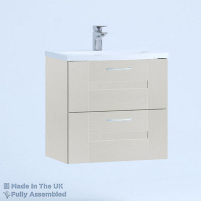 500mm Curve 2 Drawer Wall Hung Bathroom Vanity Basin Unit (Fully Assembled) - Cartmel Woodgrain Light Grey Price Comparisons | Compare The Build