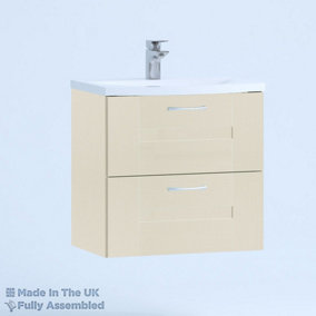 500mm Curve 2 Drawer Wall Hung Bathroom Vanity Basin Unit (Fully Assembled) - Cartmel Woodgrain Mussel