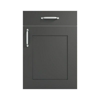 500mm Curve 2 Drawer Wall Hung Bathroom Vanity Basin Unit (Fully Assembled) - Oxford Matt Anthracite