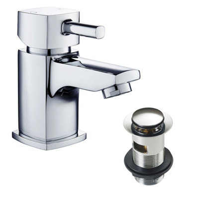 500mm Curved Wall Hung 1 Tap Hole Basin Chrome Hero Tap & Plastic Trap Waste