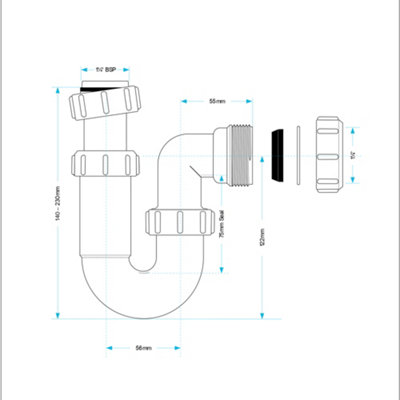500mm Curved Wall Hung 1 Tap Hole Basin Chrome Hero Tap & Plastic Trap Waste - 7