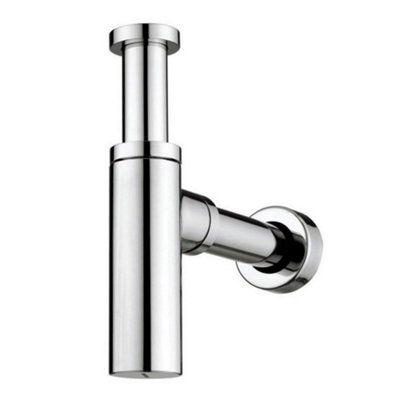 500mm Curved Wall Hung 1 Tap Hole Basin Chrome Lucia Waterfall Tap & Minimalist Bottle Trap Waste - 4