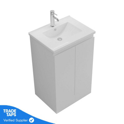 500mm Freestanding Bathroom Vanity Unit with Basin Chrome Square Tap & Waste