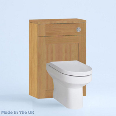 500mm Freestanding WC Unit (Fully Assembled) - Cambridge Solid Wood Natural Oak Slimline Depth With Pan And Cistern
