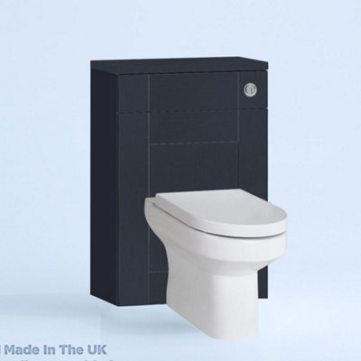 500mm Freestanding WC Unit (Fully Assembled) - Cartmel Woodgrain Indigo Slimline Depth With No Pan And No Cistern