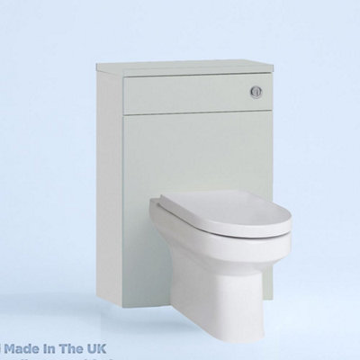 500mm Freestanding WC Unit (Fully Assembled) - Vivo Gloss Light Grey Slimline Depth With Pan And Cistern